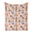 thumbnail image 1 of Ferris Wheel Soft Flannel Fleece Throw Blanket, Childish Watercolor Art of Circus Tent Clown and Balloons, Cozy Plush for Indoor and Outdoor Use, 60" x 80", Pale Peach Multicolor, by Ambesonne, 1 of 5