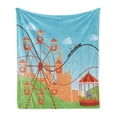 thumbnail image 1 of Ferris Wheel Soft Flannel Fleece Throw Blanket, Flat Art Colorful Ferris Wheel Rollercoaster and Merry-Go-Round Attractions, Cozy Plush for Indoor and Outdoor Use, 50" x 60", Multicolor, by Ambesonne, 1 of 5