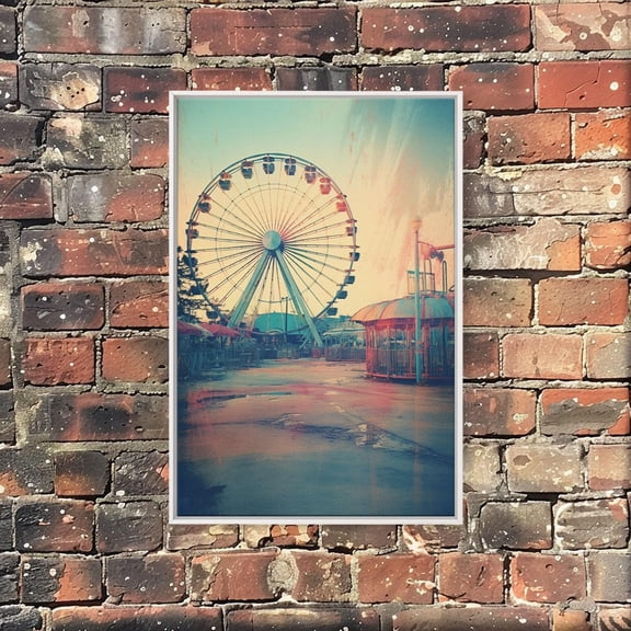 Ferris Wheel Theme Park Portrait Art Wall Unframed Paper Print
