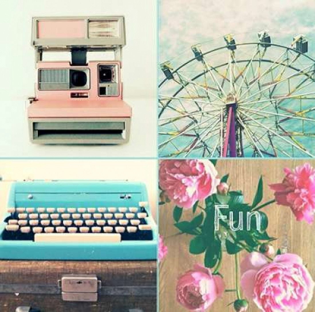Ferris Wheel and Peonies Fun Canvas Art - Vicki Dvorak (24 x 24)