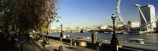Ferris wheel at the riverbank Millennium Wheel Thames River London England Canvas Art - Panoramic Images (36 x 12)