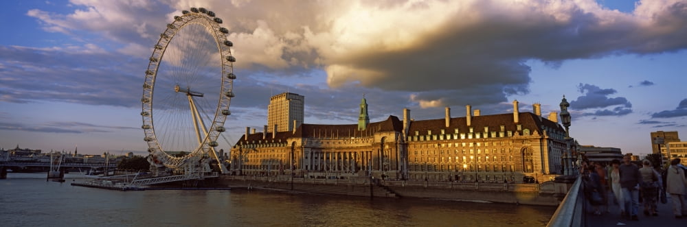 Ferris wheel at the waterfront Millennium Wheel London County Hall Thames River London England Canvas Art - Panoramic Images (36 x 12)