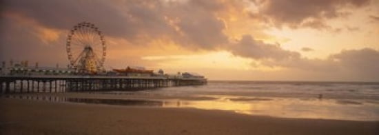 Ferris wheel near a pier Central Pier Blackpool Lancashire England Canvas Art - Panoramic Images (36 x 13)