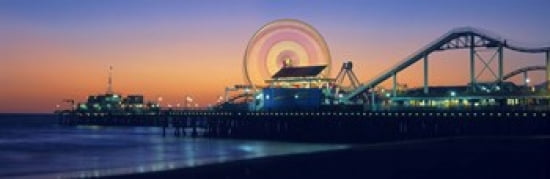 Ferris wheel on the pier Santa Monica Pier Santa Monica Los Angeles County California USA Canvas Art - Panoramic Images (36 x 12)