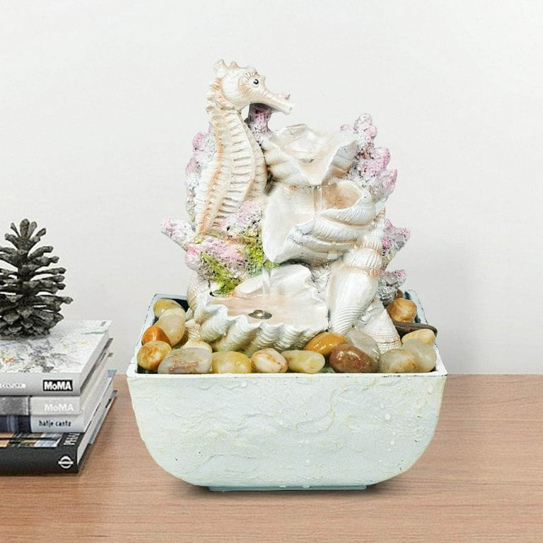 Ferrisland 3-Tier Seahorse And Shell Tabletop Water Fountain With