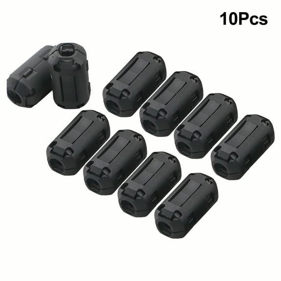 Ferrite Core Cable Clips 10 Pack 7mm Inner Diameter EMI Noise Suppressor for USB,Keyboard,Headset,Video Cables Black Snap-On Design