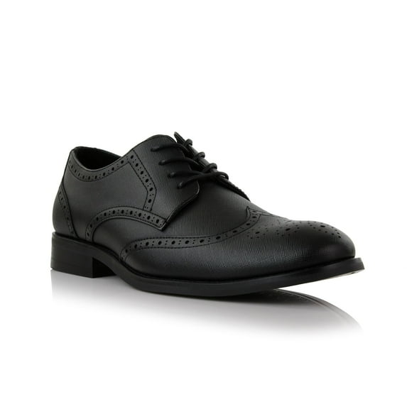 Ferro Aldo Albertson MFA19706 Men's Wingtip Oxford Spectator Dress Shoes, in Embossed Black, Size 6.5