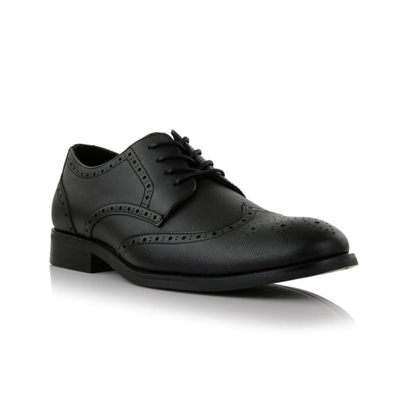 Ferro Aldo Albertson MFA19706 Men's Wingtip Oxford Spectator Dress Shoes, in Embossed Black, Size 9.5