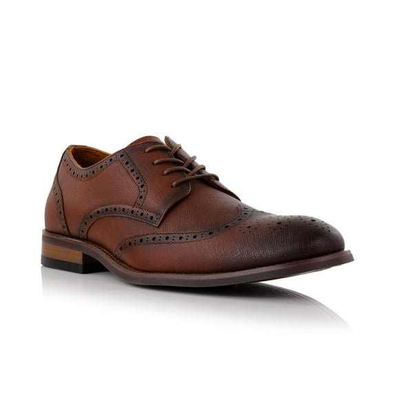 Ferro Aldo Albertson MFA19706 Men's Wingtip Oxford Spectator Dress Shoes, in Embossed Espresso, Size 10.5