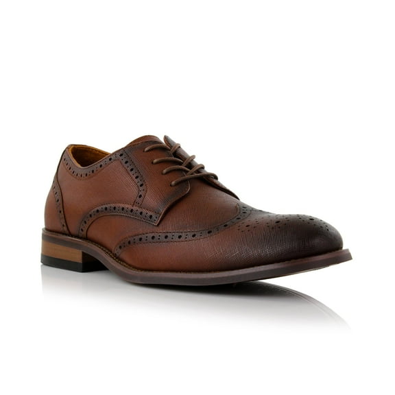 Ferro Aldo Albertson MFA19706 Men's Wingtip Oxford Spectator Dress Shoes, in Embossed Espresso, Size 7.5