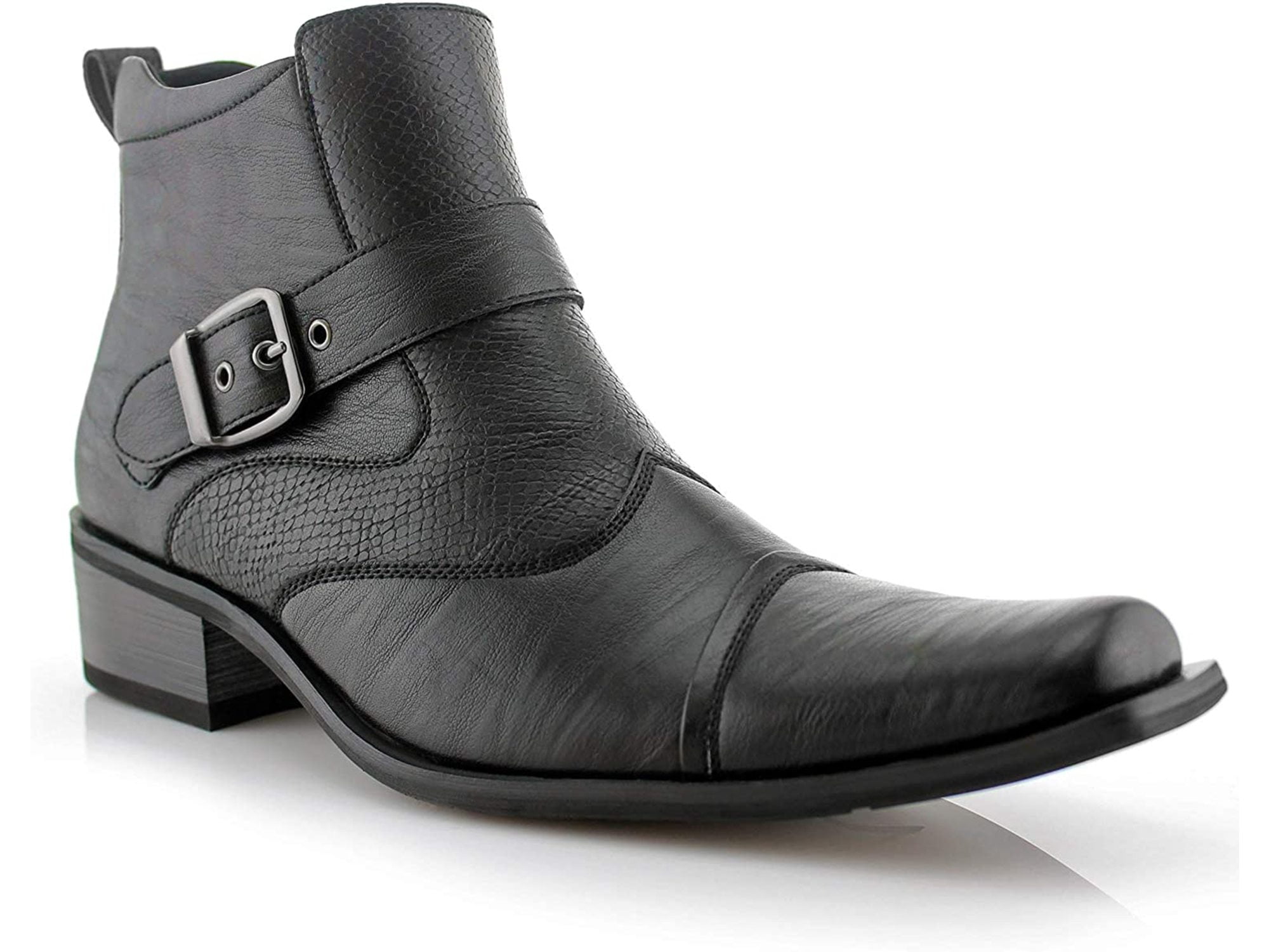 Ferro Aldo Mens Western Buckle Strap Boot, Maple Brown, Synthetic