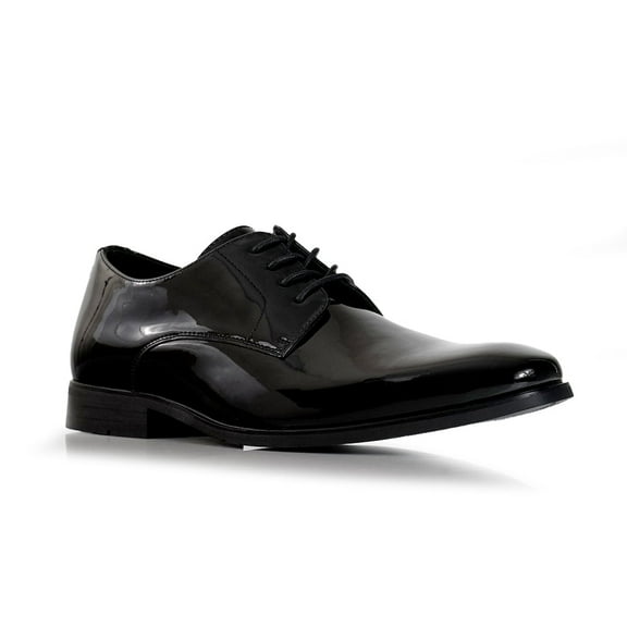 Ferro Aldo Alvin MFA19696 Men's Plain Square-Toe Derby Dress Shoes, in Tuxedo Black, Men's Size 9.5