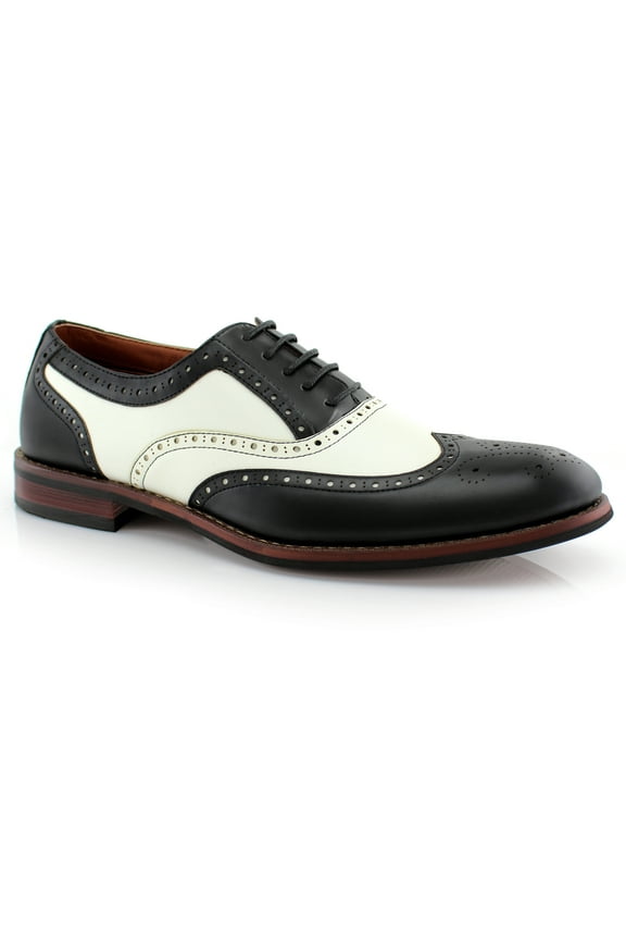 Arthur MFA139001D Mens Wingtip Oxford Spectator Dress Shoes, in Black & White, Men's Size 12