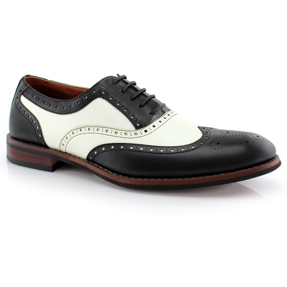 Ferro Aldo Arthur MFA139001D Mens Wingtip Oxford Spectator Dress Shoes, in Black & White, Men's Size 9.5