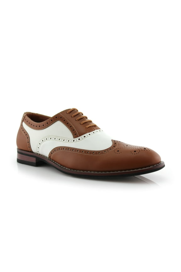 Arthur MFA139001D Mens Wingtip Oxford Spectator Dress Shoes, in Brown & White, Men's Size 9