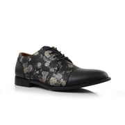 Ferro Aldo Berkley MFA19670 Mens Floral Classic Captoe Lace Up Oxford Casual Dress Shoes, in Orchid Black, Men's Size 13