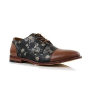 Ferro Aldo Berkley MFA19670 Mens Floral Classic Captoe Lace Up Oxford Casual Dress Shoes, in Orchid Brown, Mens Size 9