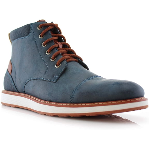 Ferro Aldo Birt MFA506027 Blue Color Men's Lace-up Mid Top and Classic Detailing With Dual Colors Design High Top Boots for Everyday Wear