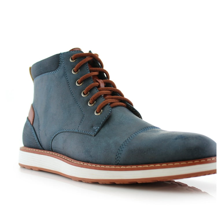 Ferro Aldo Birt MFA506027 Blue Color Men s Lace up Mid Top and Classic Detailing With Dual Colors Design High Top Boots for Everyday Wear Walmart