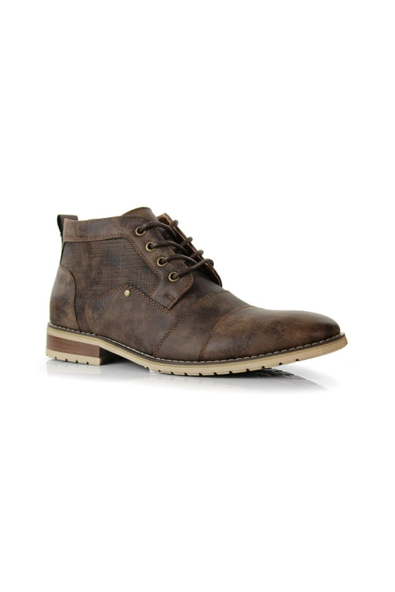 Blaine MFA806035 Mens Casual Brogue Mid-Top Lace-Up Boots – BROWN, Size 11