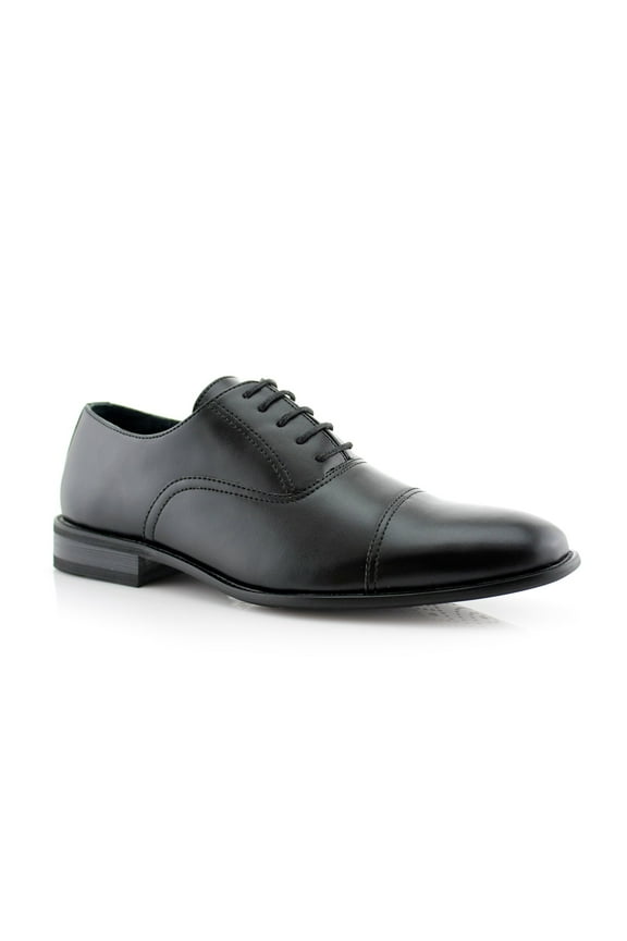 Charles MFA19569L Mens Classic Captoe Lace Up Oxford Casual Dress Shoes, in Black, Men's Size 7.5