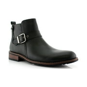 Ferro Aldo Dalton MFA606322 Black Color Mens Ankle Boots With Zip Up Boot Design and Classic Buckle Detailing Dress Boots For Work or Casual Wear