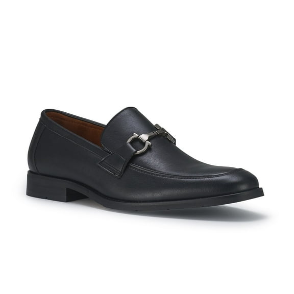 Ferro Aldo Daxon MFA19708 Moc-Toe Penny Loafers with decorative Buckle (Leather), in Black, Men's Size 10.5