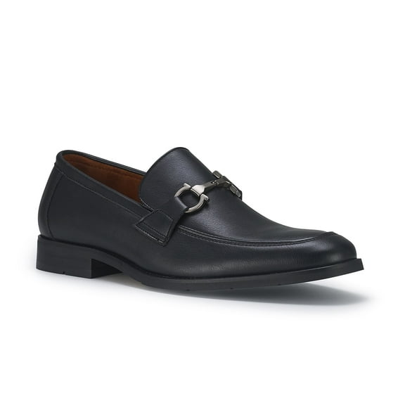 Ferro Aldo Daxon MFA19708 Moc-Toe Penny Loafers with decorative Buckle (Leather), in Black, Men's Size 6.5