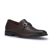Ferro Aldo Daxon MFA19708 Moc-Toe Penny Loafers with decorative Buckle Leather, in Chocolate, Mens Size 11