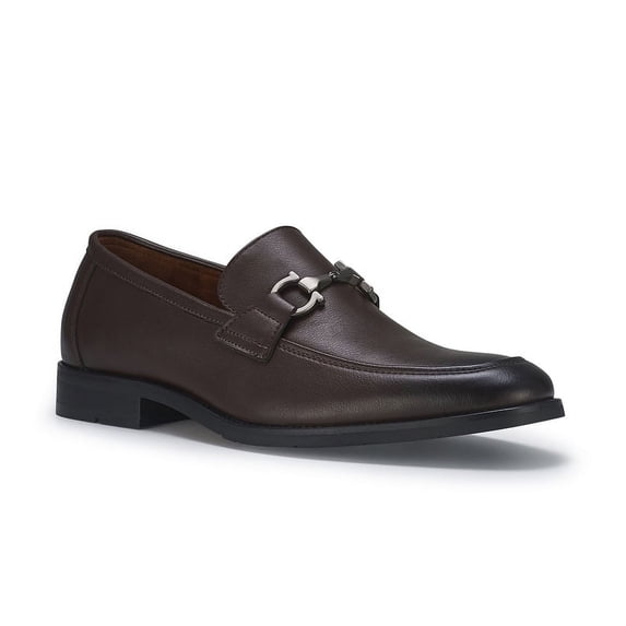 Ferro Aldo Daxon MFA19708 Moc-Toe Penny Loafers with decorative Buckle (Leather), in Chocolate, Men's Size 6.5