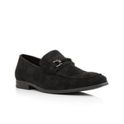Ferro Aldo Demitri MFA19683 Classic Moc-toe Penny Loafers with decorative Buckle, in Black Suede, Mens US Size 13