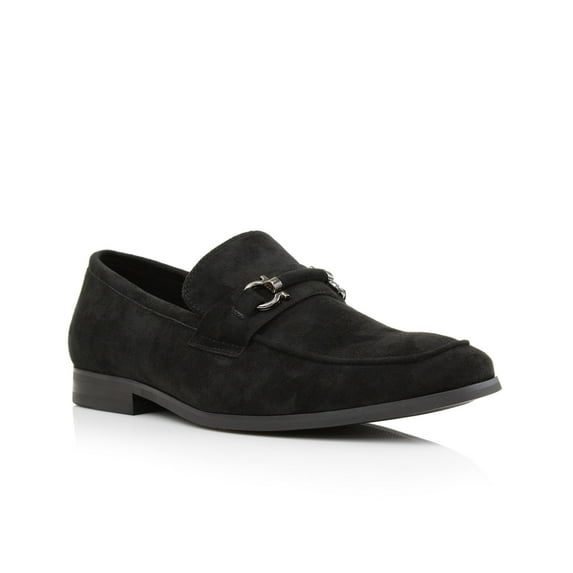 Ferro Aldo Demitri MFA19683 Classic Moc-toe Penny Loafers with decorative Buckle, in Black Suede, Men's US Size 8.5