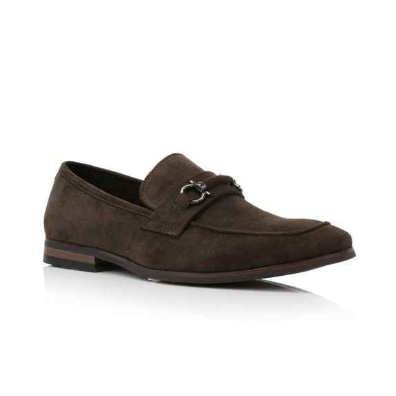 Ferro Aldo Demitri MFA19683 Classic Moc-toe Penny Loafers with decorative Buckle, in Chocolate Suede, Men's US Size 7