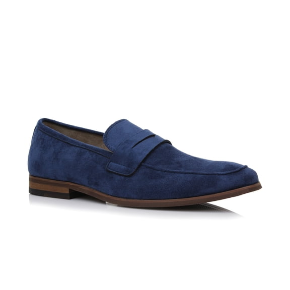 Ferro Aldo Dylan MFA19671 Classic Moc-Toe Penny Loafers for Men, in Royal Blue Suede, Men's Size 11