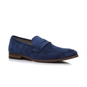 Ferro Aldo Dylan MFA19671 Classic Moc-Toe Penny Loafers for Men, in Royal Blue Suede, Mens Size 7.5