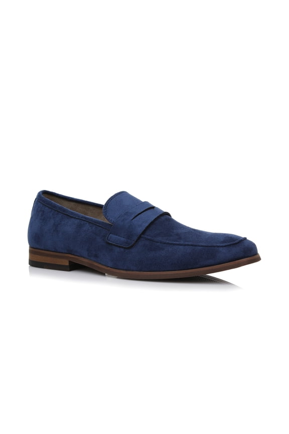 Dylan MFA19671 Classic Moc-Toe Penny Loafers for Men, in Royal Blue Suede, Men's Size 9