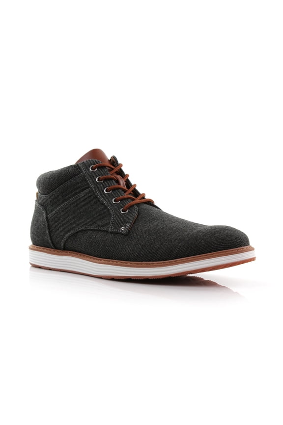 JAX MFA506061 Mens Chukka Ankle Memory Foam Lightweight Casual Mid-Top Desert Sneaker Boots, in Denim Black, Men's Size 6.5