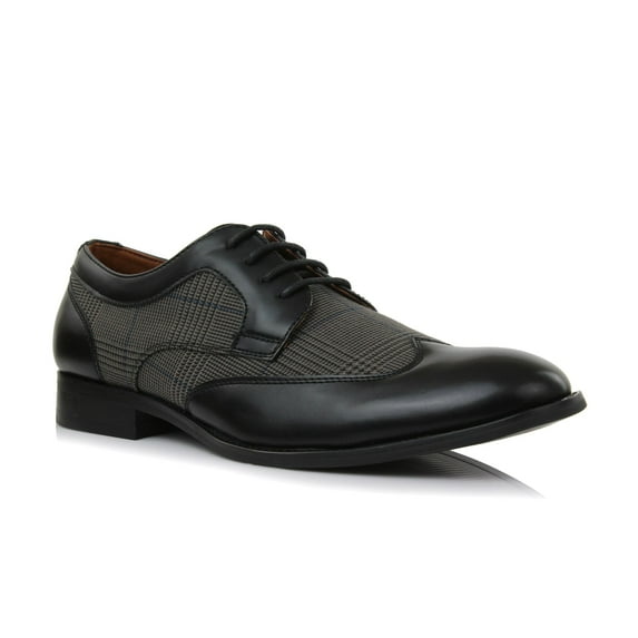 Ferro Aldo Julian MFA19266A Mens Wingtip Two Tone Oxford Plaid Spectator Dress Shoes, in Black Plaid, Men's Size 9