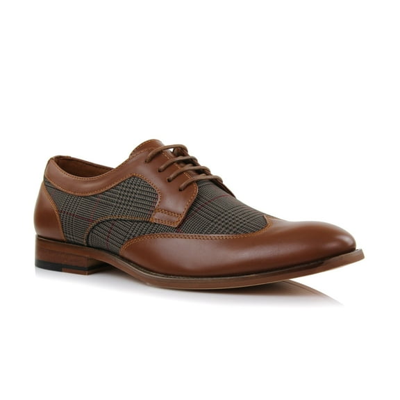 Ferro Aldo Julian MFA19266A Mens Wingtip Two Tone Oxford Plaid Spectator Dress Shoes, in Cognac Plaid, Men's Size 10