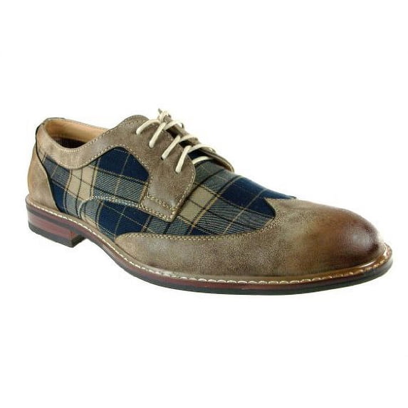 Ferro Aldo Men's 19266A Wing Tip Plaid Dress Oxfords