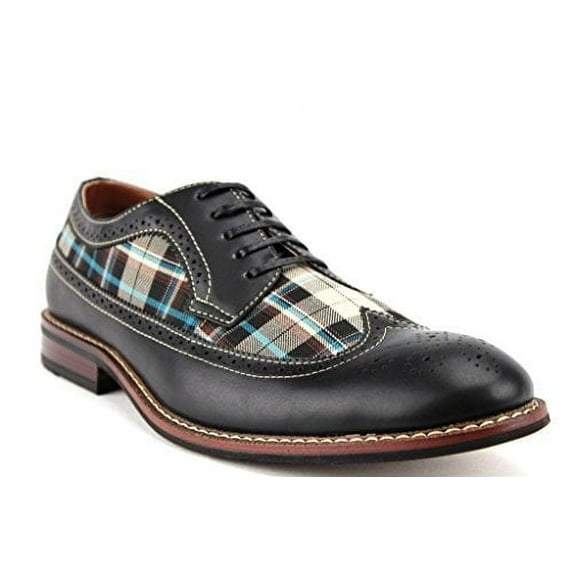 Ferro Aldo Men's 19312D Wing Tip Plaid Oxfords Dress Shoes w/leather lining