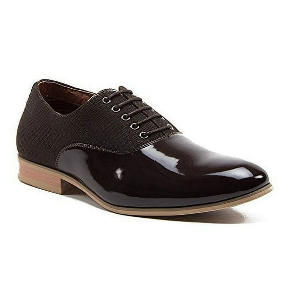 Ferro Aldo Men's 19529PLE Patent Leather Combined Casual Dress Oxfords Shoes, Brown, 7.5