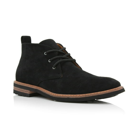 Ferro Aldo Pablo MFA506066 Mens Lightweight Casual Mid-Top Desert Chukka Boots, in Black Suede, Men's Size 10.5