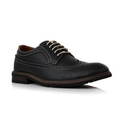 Ferro Aldo Phillip MFA19312 Mens Classic Wingtip Brogue Dress Shoes, in Black, Mens Size 7
