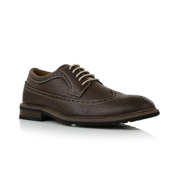 Ferro Aldo Phillip MFA19312 Mens Classic Wingtip Brogue Dress Shoes, in Dark Brown, Men's Size 13