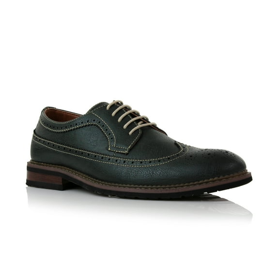 Ferro Aldo Phillip MFA19312 Mens Classic Wingtip Brogue Dress Shoes, in Hunter Green, Men's Size 13