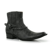Ferro Aldo Reyes MFA606332 Mens Memory Foam Casual High Western Buckle Strap Ankle Dress Boots, in Charcoal, Mens Size 8.5