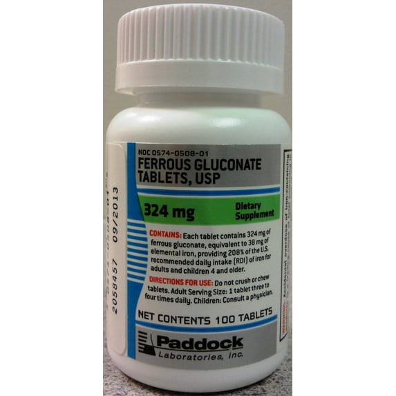Ferrous Gluconate Tablet 324Mg Green 100ct