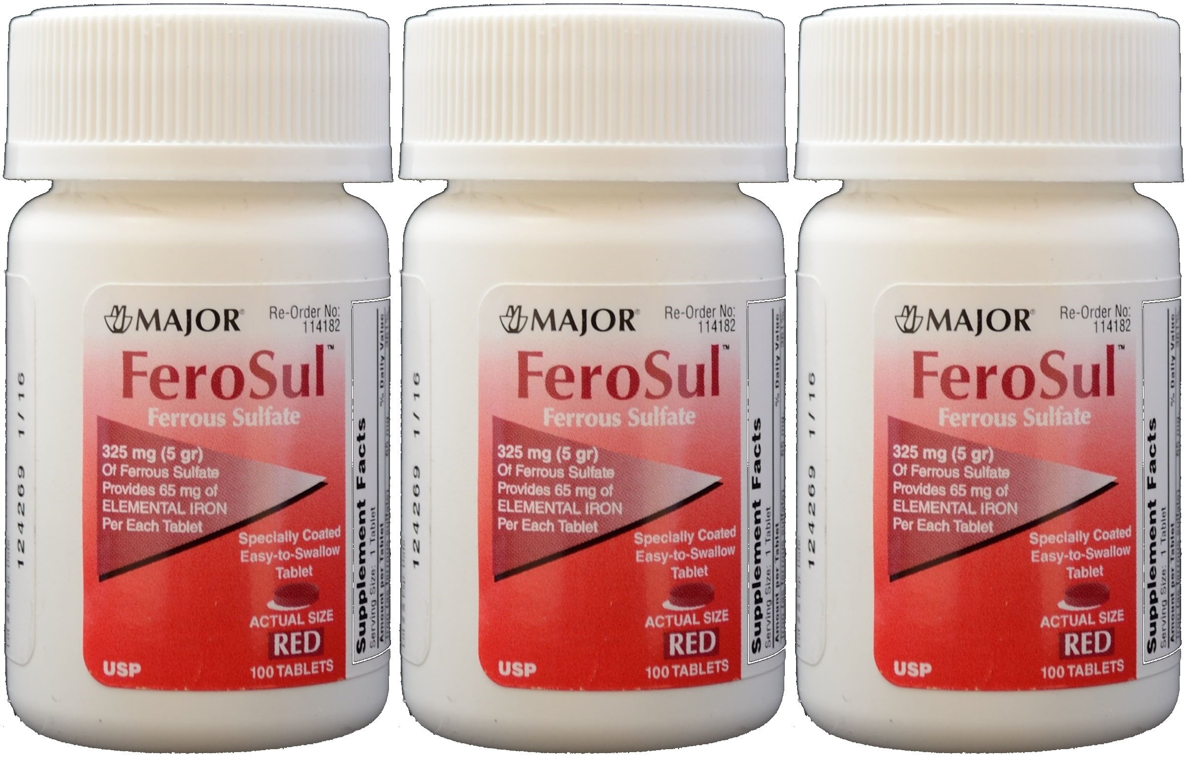 Ferrous Sulfate FC 325mg (5GR) Generic for Feosol Red Tablets 100