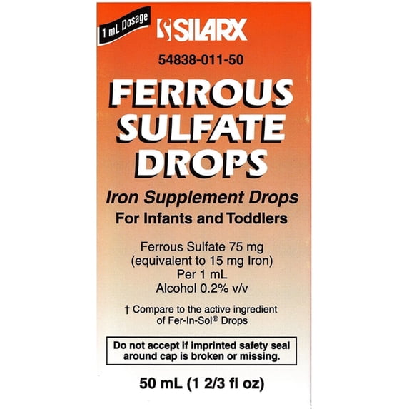 Ferrous Sulphate Iron Supplement Drops for Infants 1.66 oz (Pack of 2)